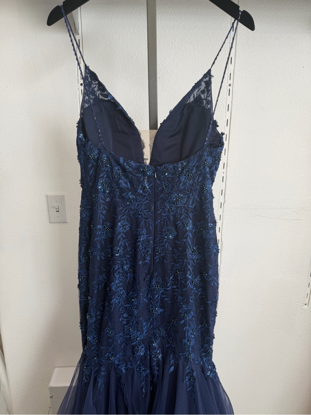 Stella Couture Navy Deep V Mermaid Prom Dress 22043 - Picture 5 of 5